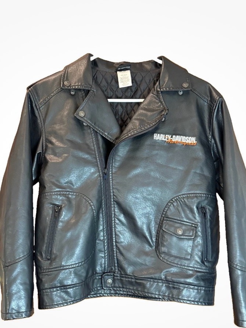 Harley-Davidson Kids Upwing Eagle Biker Faux Leather Jacket-  Size 12/14 Tall